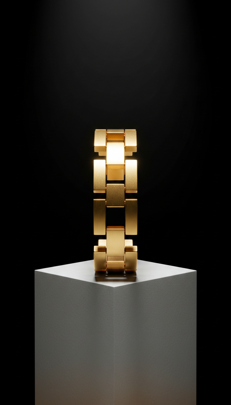 Solid gold architectural cuff bracelet